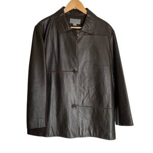 Talora Brown Lambskin Button Front Jacket Large